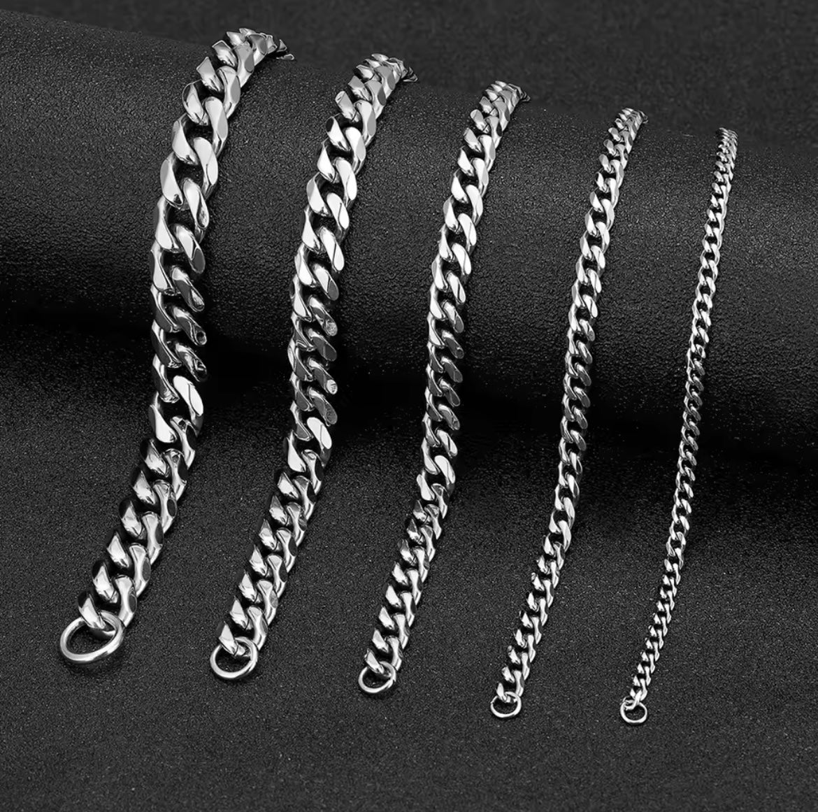 Gourmettes acier inoxydable chaîne à maillons cubains