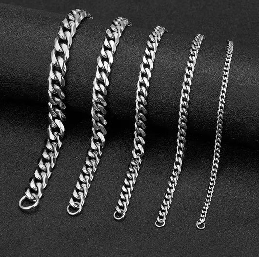 Gourmettes acier inoxydable chaîne à maillons cubains